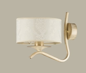 Lampa ścienna Kinkiet Jupiter 1276 Kaszmir KS K ec E27 23cm x 30cm ecru stare złoto abażur z wzorami