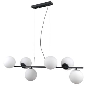 Lampa wisząca grafitowa listwa 91cm i 6 szklanych kloszy Italux PND-5510-6-BK Raddi 6xG9