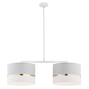 Lampa wisząca dwa białe abażury Argon 901 Kaser 2xE27