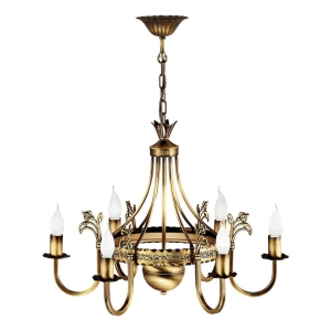 Mosiężny patynowany szeroki klasyczny żyrandol Jupiter 277 Korona 6xE14 62cm