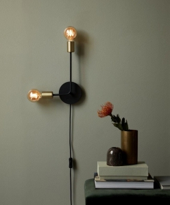 Lampa ścienna Kinkiet Nordlux 48941003 Josefine 2xE27 czarny mosiądz kabel z włącznikiem