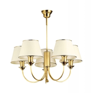 Lampa sufitowa mosiężny żyrandol z kremowymi abażurami Jupiter 286 CL-5 ms 5xE27 72cm