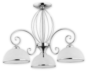 Klasyczny chromowany żyrandol z kopułowymi szklanymi kloszami Lemir O2493 W3 CH Indra 3xE27