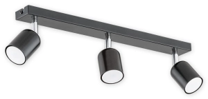 Lampa sufitowa czarna listwa 50cm z reflektorkami na chromowanych przegubach Lemir O2623 P3 CZA Denis 3xGU10