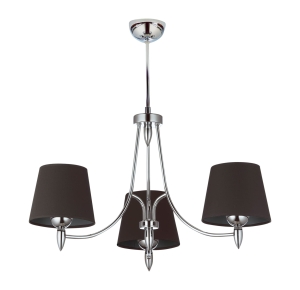 Chromowany trójramienny żyrandol z czarnymi abażurami Jupiter 1254 Galaxy 3xE27 70cm