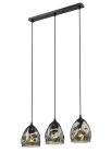 Lampa wisząca czarna listwa i trzy dekoracyjne dymne klosze Light Prestige LP-126/3L Melt 3xE27