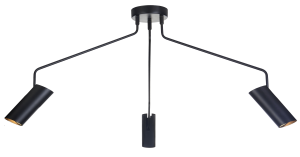 Czarna lampa sufitowa szerokie tramiona i regulowane reflektory Light Prestige LP-17001/3C BK Futuro 3xGU10 73cm
