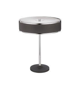 Grafitowo chromowana okrągła płaska lampa stołowa nocna Jupiter 1217 Jazz 2xE14 47cm