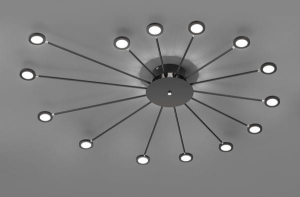 Lampa sufitowa plafon Trio 679511532 Peacock LED 15x2W 3000K ściemniacz 115cm czarny