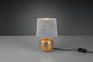 Lampa nocna kulista ceramiczna podstawa złoto szara z abażurem do sypialni salonu RL R50821011 Sophia E14