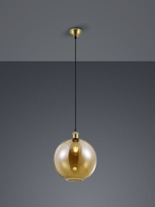 Lampa wisząca kula złote szkło mosiądz na przewodzie RL R30771004 Dino 1xE27 30cm