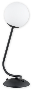 Czarna lampa biurkowa stołowa z szklanym kloszem białą kulą Lemir O2908 L1 CZA Nol E14