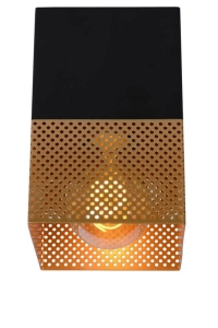 Czarna lampa sufitowa sześcian z mosiężną siatką Lucide 21123/01/02 Renate E27