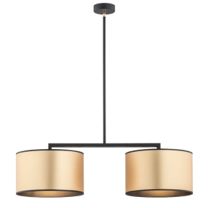Lampa wisząca dwa złote abażury na czarnym stelażu Argon 898 Karin 2xE27