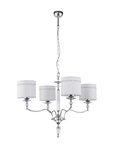 Nowoczesny duży chromowany żyrandol z abażurami i kryształkami Jupiter 1425 Hilton 4xE27 76cm