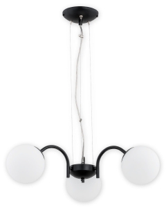 Czarny żyrandol z trzema kloszami szklanymi kulami Lemir O2903 W3 CZA Nol 3xE14