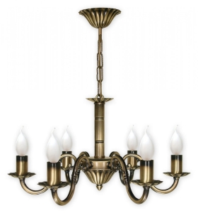 Wykończony w patynie świecznikowy żyrandol na łańcuchu Lemir O1006/W6 Prima6xE14 55cm