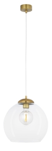 Mosiężna patynowana lampa wisząca z szklanym transparentnym kloszem Jupiter 1784 Asti Tr E27 29cm