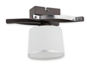 Lampa sufitowa z stelażem w kolorze wenge i białym kloszem z srebrną ramką Lemir O2281 P1 RW Astred E27