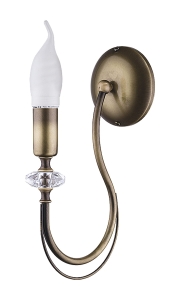 Pojedynczy mosiężny patynowany kinkiet z kryształkiem Jupiter 1613 Melody E14