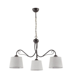 Szeroki wenge żyrandol wiszący z szarymi abażurami Jupiter 1361 Kamelia 3xE27 80cm