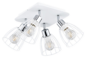 Biała lampa sufitowa z czterema reflektorkami Lemir O2694 P4 BIA Hornet 4xE27
