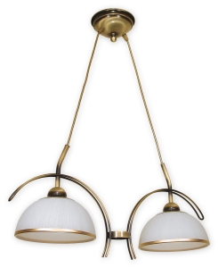 Lampa wisząca z dwoma kopułowymi kloszami i patynowanymi dodatkami Lemir O1482 PAT Flex 2xE27