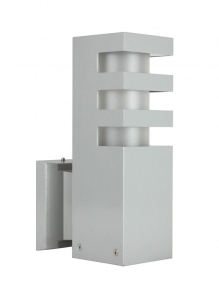 Srebrna zewnętrzna lampa ścienna kinkiet elewacyjny SU-MA RADO K AL Rado E27 IP54