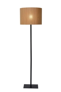 Skandynawska lampa podłogowa czarna podstawa i bambusowy abażur Lucide 03729/81/30 Magius E27 160cm