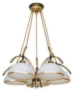 Mosiężny patynowany żyrandol wiszący z kopułowymi kloszami Lemir O1485 PAT Flex 5xE27