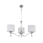 Chromowany żyrandol z białymi dodatkami i abażurami z kryształkami Jupiter 1526 Julia 3xE27 76cm
