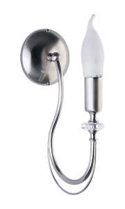 Srebrna pojedyncza lampa ścienna kinkiet z kryształkiem Jupiter 1689 Melani E14