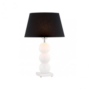 Lampa nocna biała szklana podstawa czarny abażur Argon 3624 Fudżi E27 55x30cm