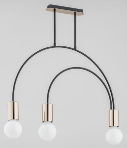 Lampa sufitowa nowoczesna czarna łukowate metalowe ramiona i złote oprawki Harry Alfa 62099 3xE27 65cm x 65cm