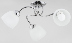 Lampa sufitowa chromowana z białymi mlecznymi kloszami Silia Alfa 27503 3xE27 25cm x 60cm