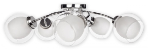 Chromowana szeroka lampa sufitowa z podwójnymi szklanymi kloszami Lemir O2045 P5 CH Dexy 5xE27 55cm
