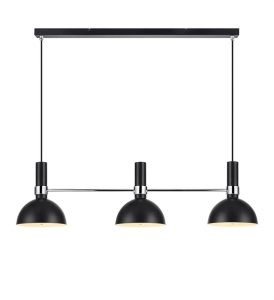 Lampa wisząca nad stół industrialna metalowe klosze kierujące światło w dół chromowana listwa MarkSlojd 106855 Larry 3xE27 174cm x 99cm