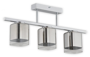 Lampa sufitowa chromowana listwa z trzema kloszami Lemir O2313 P3 CH Savia 3xE27
