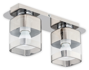 Lampa sufitowa z dwoma szklanymi kloszami z dodatkiem chromu Lemir O2612 P2 CH Chroms 2xE27