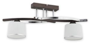 Lampa sufitowa dwa szklane klosze na listwie wenge Lemir O2282 W2 RW Astred 2xE27