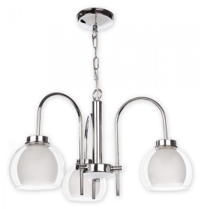 Chromowany żyrandol na łańcuchu z podwójnymi kloszami Lemir O2043 W3 CH Dexy 3xE27