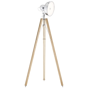Lampa stojąca na trójnogu Argon 3354 Foto New LED 12W 3000K 150cm chrom drewno brązowy