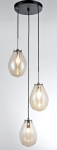 Lampa wisząca okrągła czarna rozeta i trzy szklane klosze jak krople Light Prestige LP-1214/3P Fondi 3xE14