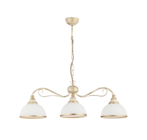 Żyrandol w starym złocie z trzema białymi kloszami Jupiter 1171 3xE27 74cm