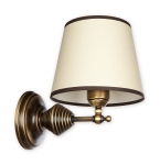 Kinkiet ścienny z mosiężnym patynowanym stelażem i beżowym abażurem Lemir O2070 K1 PAT Maxim E27