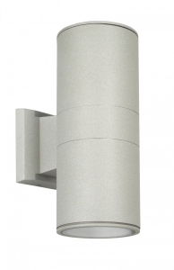 Srebrna zewnętrzna lampa ścienna walec SU-MA 7001 AL Adela 2xE27 IP54