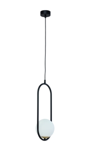 Lampa Wisząca z szklanym kloszem kulą Jupiter 1726 Igon IG 1 cz E14 60cm x 16cm czarny biały