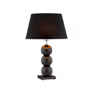 Lampa nocna czarna szklana podstawa czarny abażur Argon 3623 Fudżi E27 55x30cm