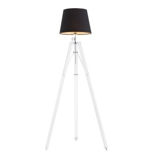 Lampa podłogowa trójnóg drewno białe i czarny abażur Argon 3420 Aster E27 150cm