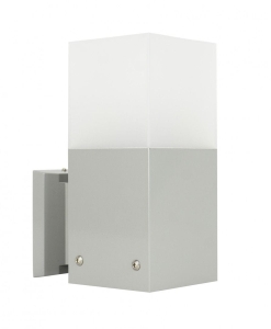 Srebrna zewnętrzna lampa ścienna kinkiet elewacyjny SU-MA CB-MAX K AL Cube Max E27 IP44